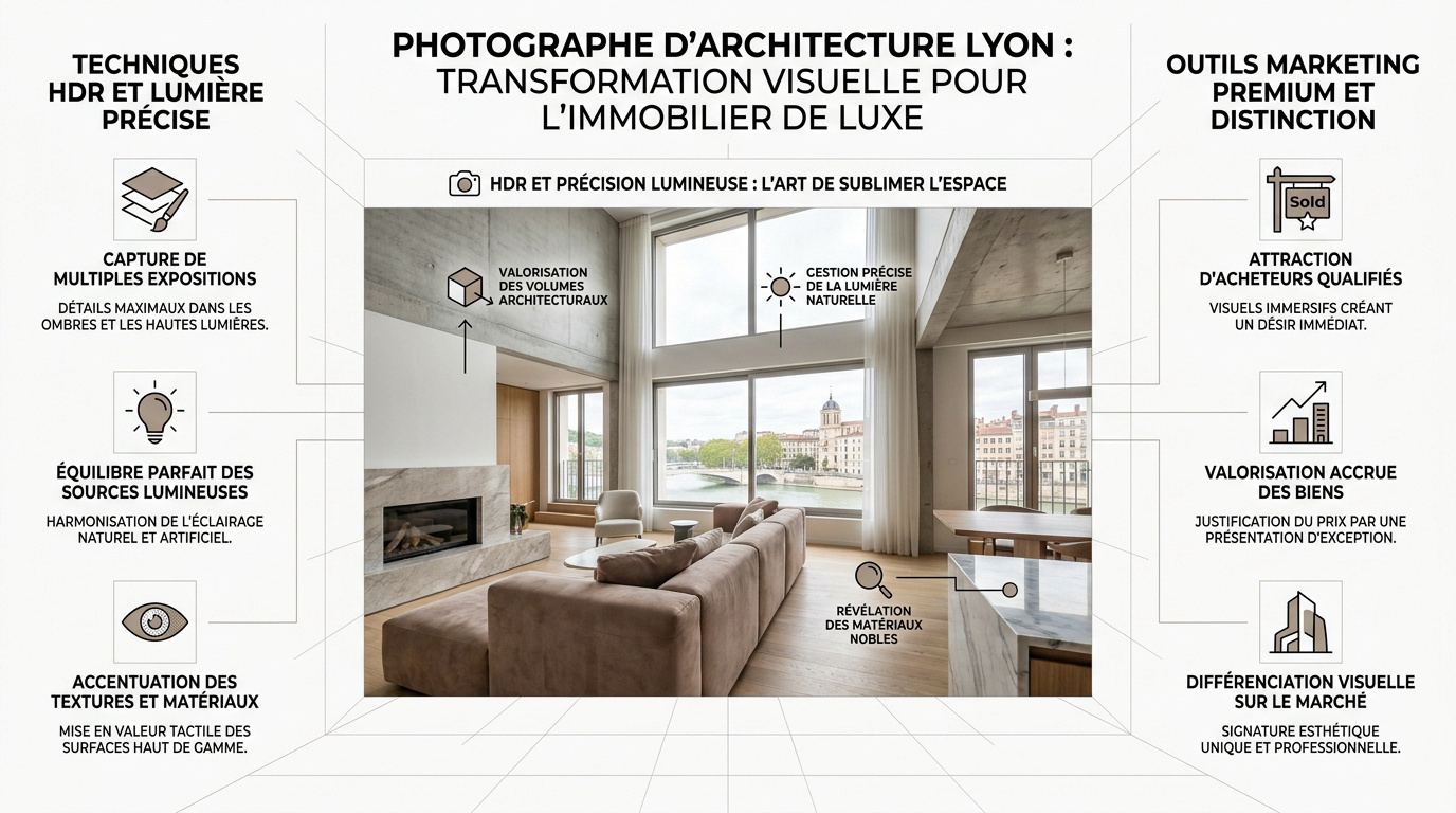 Infographie sur la photographie d'architecture à Lyon pour la valorisation de l'immobilier de luxe